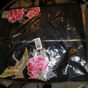 Forever21 floral embroidered hoodie